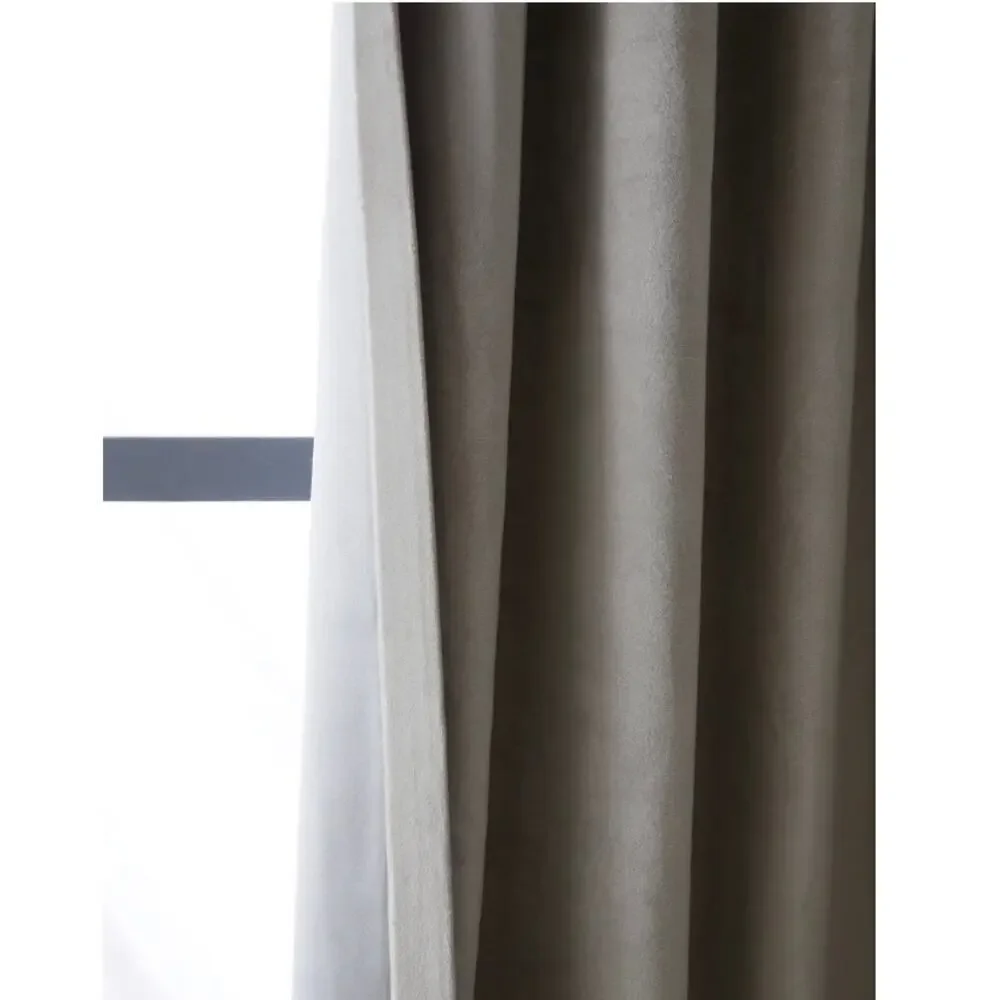 Quince Luxury Cotton Velvet Darkening Curtain 48X108 Slate New #38